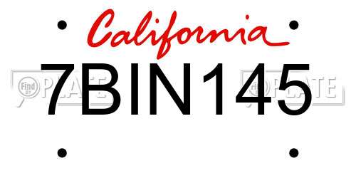 7BIN145 California License Plate