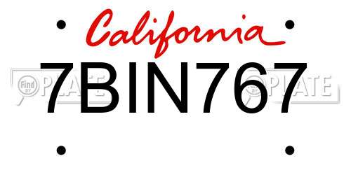 7BIN767 California License Plate
