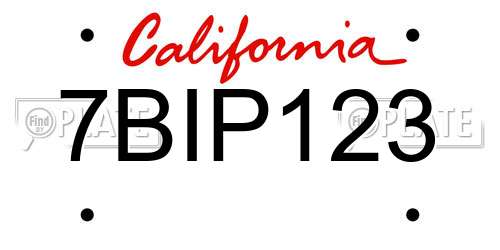 7BIP123 California License Plate