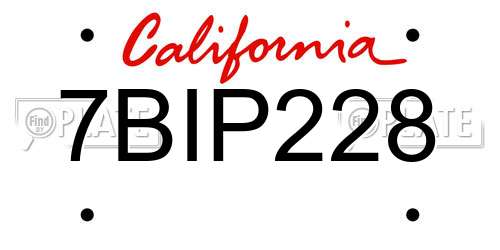 7BIP228 California License Plate