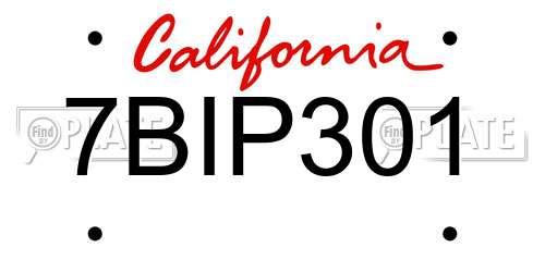 7BIP301 California License Plate