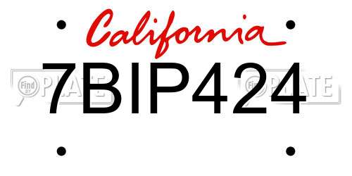 7BIP424 California License Plate
