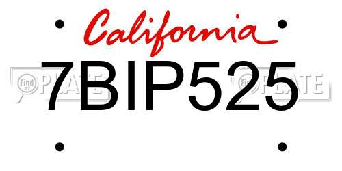 7BIP525 California License Plate