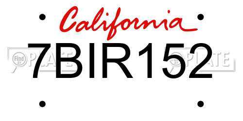 7BIR152 California License Plate