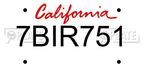 7BIR751 California License Plate