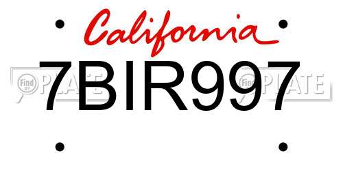 7BIR997 California License Plate