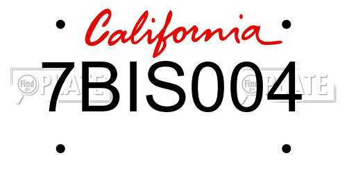 7BIS004 California License Plate