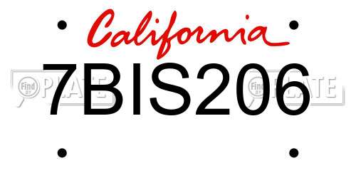 7BIS206 California License Plate