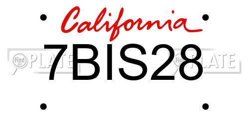7BIS28 California License Plate