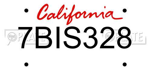 7BIS328 California License Plate