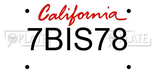 7BIS78 California License Plate