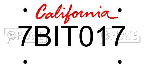 7BIT017 California License Plate