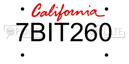 7BIT260 California License Plate