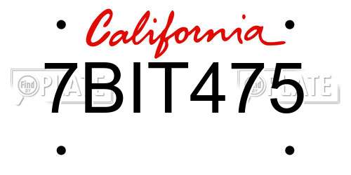 7BIT475 California License Plate