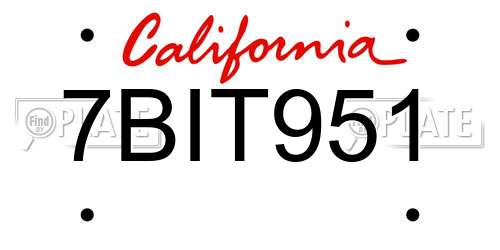 7BIT951 California License Plate