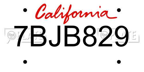 7BJB829 California License Plate