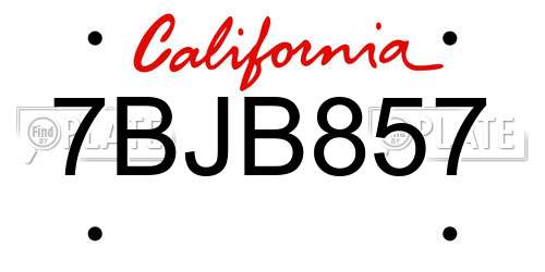 7BJB857 California License Plate