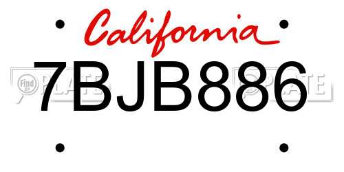 7BJB886 California License Plate