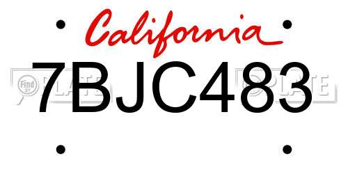 7BJC483 California License Plate