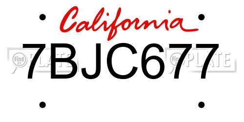 7BJC677 California License Plate