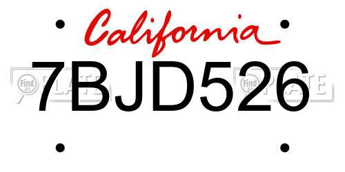 7BJD526 California License Plate