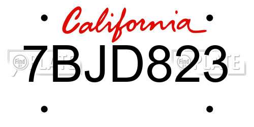 7BJD823 California License Plate