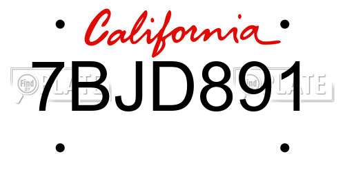 7BJD891 California License Plate