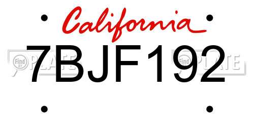 7BJF192 California License Plate