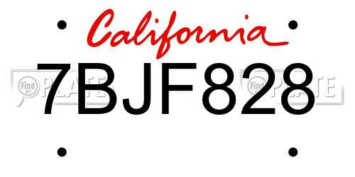 7BJF828 California License Plate