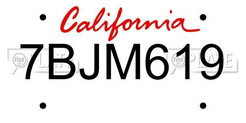 7BJM619 California License Plate