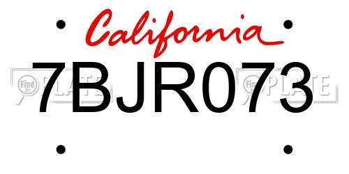 7BJR073 California License Plate