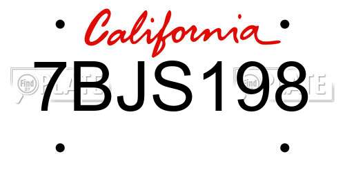 7BJS198 California License Plate