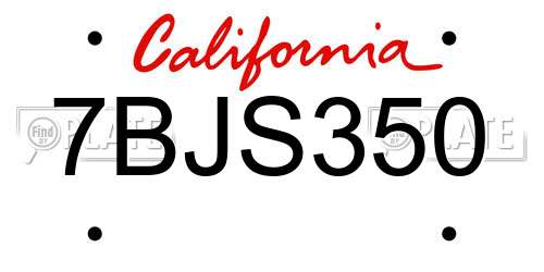 7BJS350 California License Plate