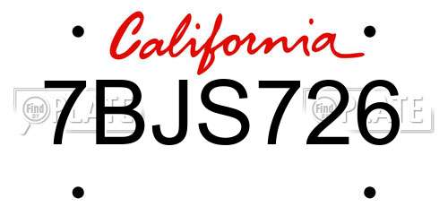 7BJS726 California License Plate