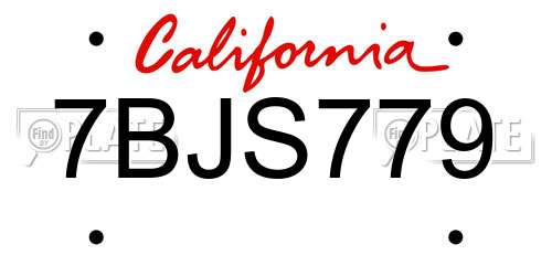 7BJS779 California License Plate