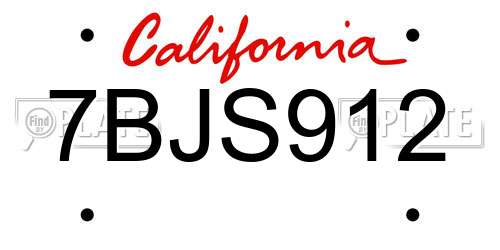 7BJS912 California License Plate