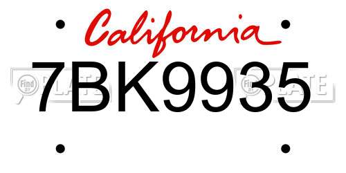7BK9935 California License Plate