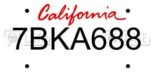 7BKA688 California License Plate