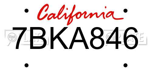 7BKA846 California License Plate