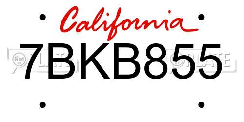 7BKB855 California License Plate