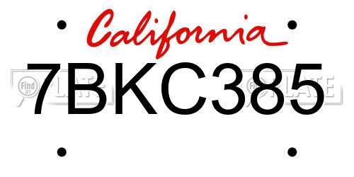 7BKC385 California License Plate
