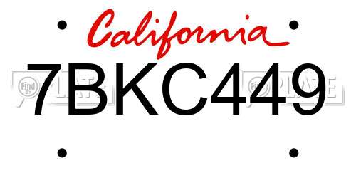 7BKC449 California License Plate