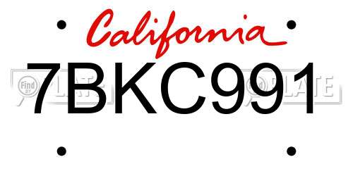 7BKC991 California License Plate