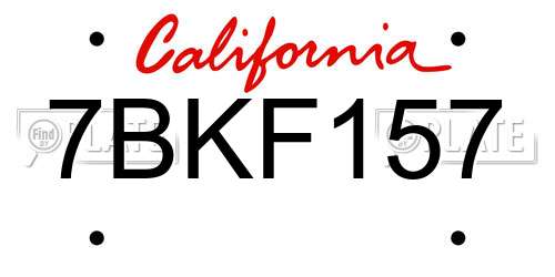 7BKF157 California License Plate