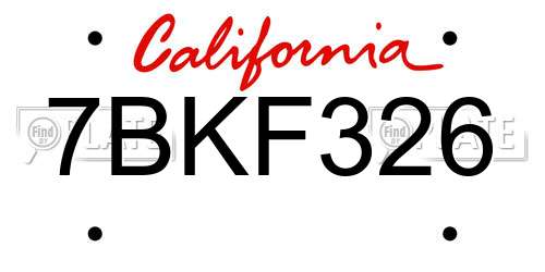 7BKF326 California License Plate