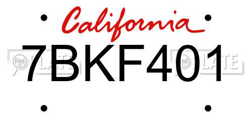 7BKF401 California License Plate