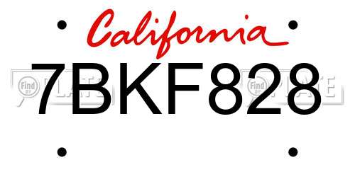 7BKF828 California License Plate