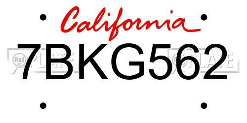 7BKG562 California License Plate