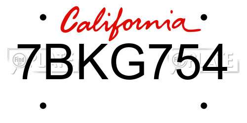 7BKG754 California License Plate