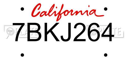 7BKJ264 California License Plate